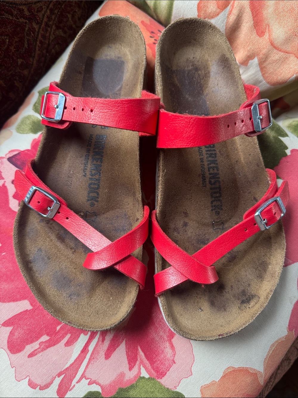 Birkenstock Mayari sandals Birko-Flor poppy red shiny normal W women’s 9 9.5 40 - Picture 3 of 10